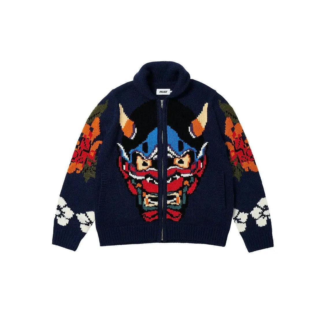 Sweat-shirt zippé Demon Knit bleu (M) - JIRISU