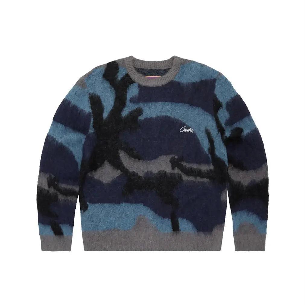 Pull Crtz Mohair camouflage Bleu - JIRISU