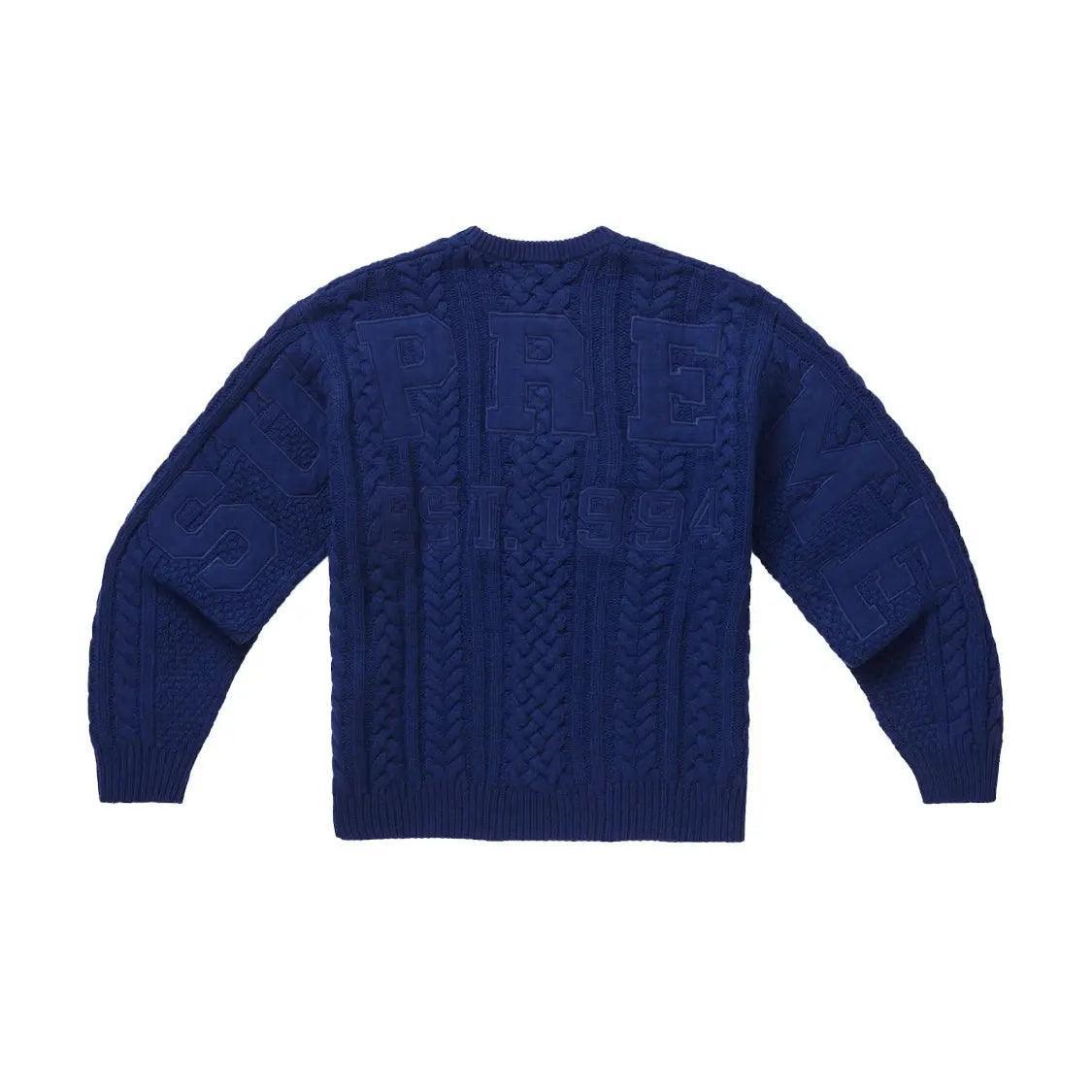 Pull Appliqué Câble Knit sweater Marine - JIRISU