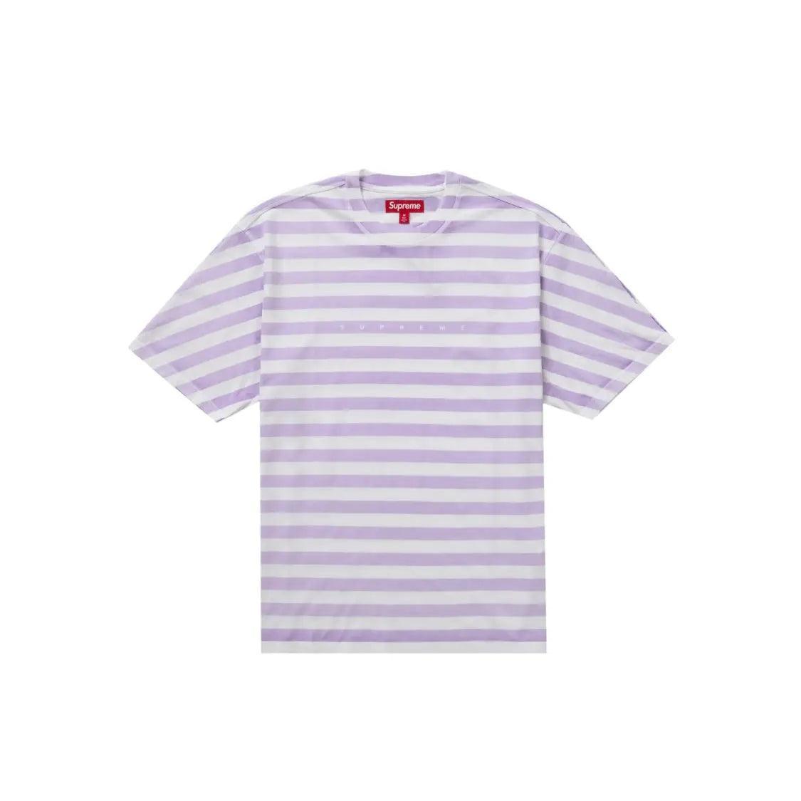 T-shirt Overprint motifs à rayures S/S coloris violet et bleu - JIRISU