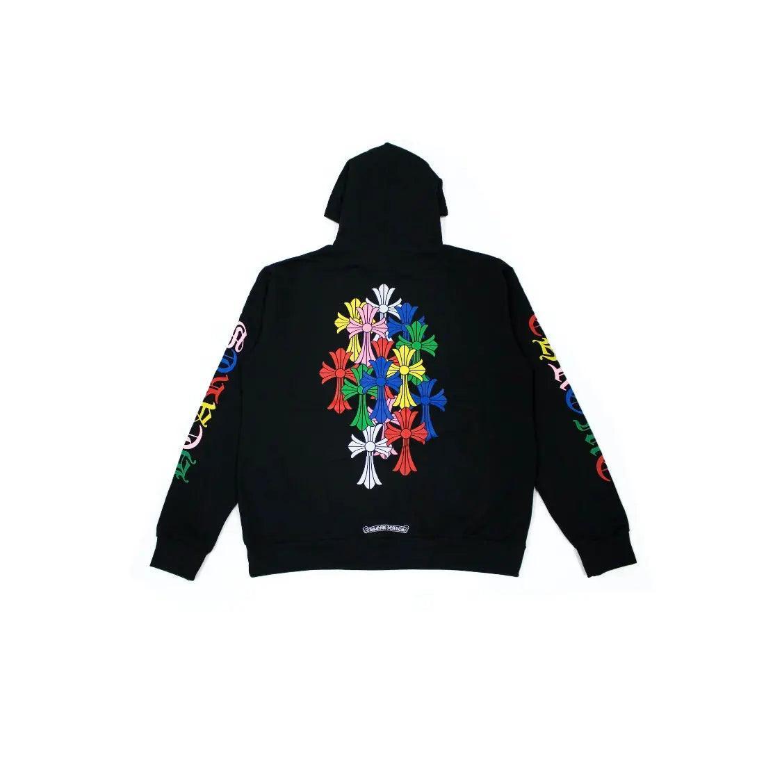 Sweat à capuche Croix Multicolores Cemetery Hoodie noir - JIRISU