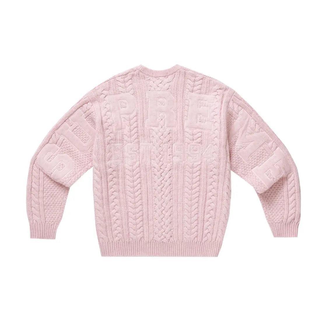 Pull Appliqué Câble Knit sweater Rose - JIRISU