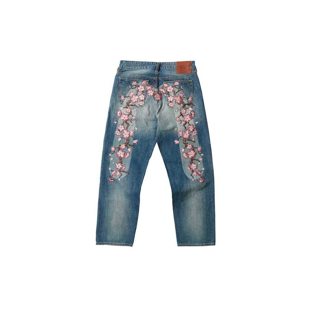 Jean Japan Délavé Coupe Droite à motif floral