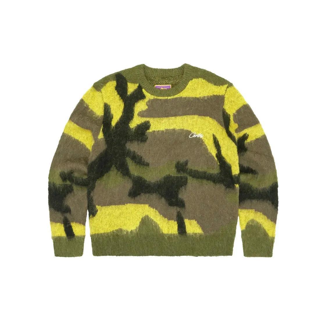 Pull tricoté mohair camouflage jaune (S/M/L) - JIRISU