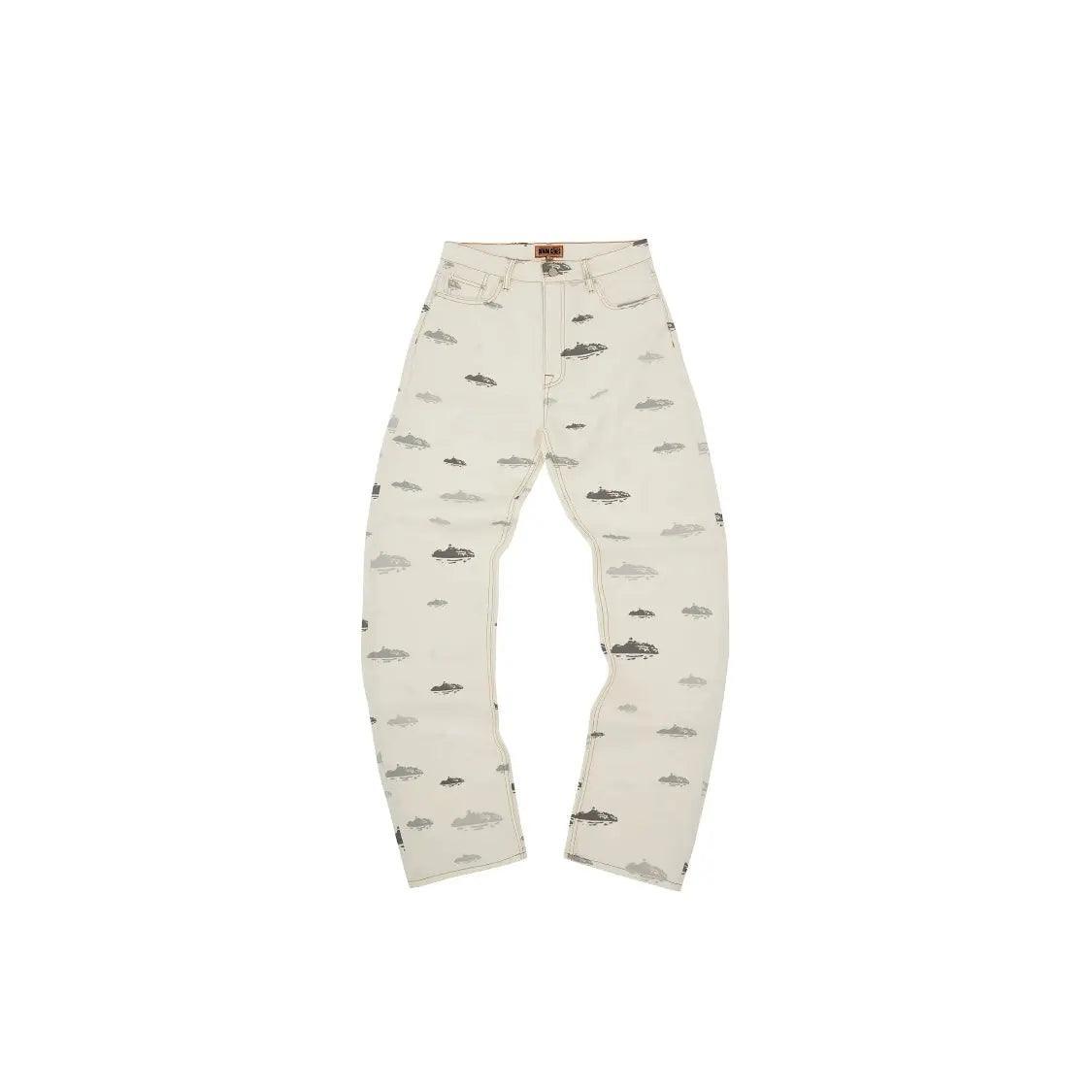 Jean à Motifs Alcatraz Denim coloris blanc - JIRISU