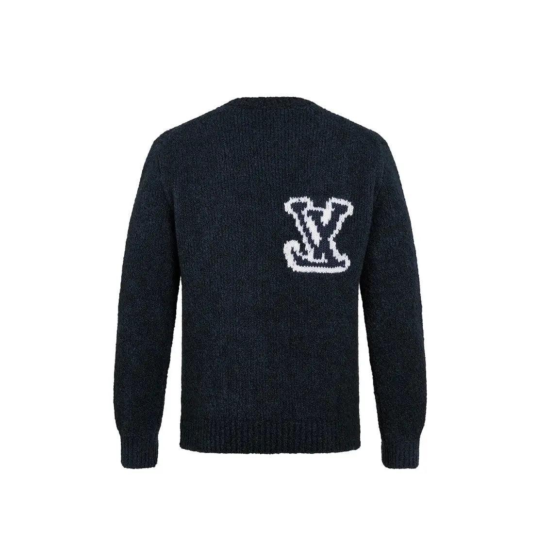 Pull Intarsia Crewneck bleu marine LV - JIRISU