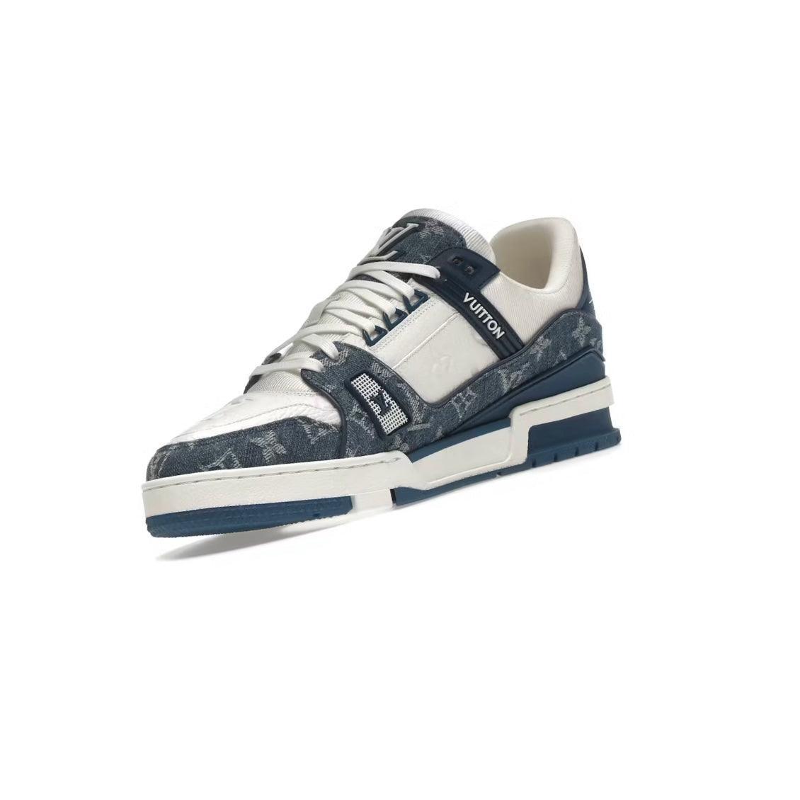 Sneaker LV Traîner monogramme denim bleu/blanc - JIRISU