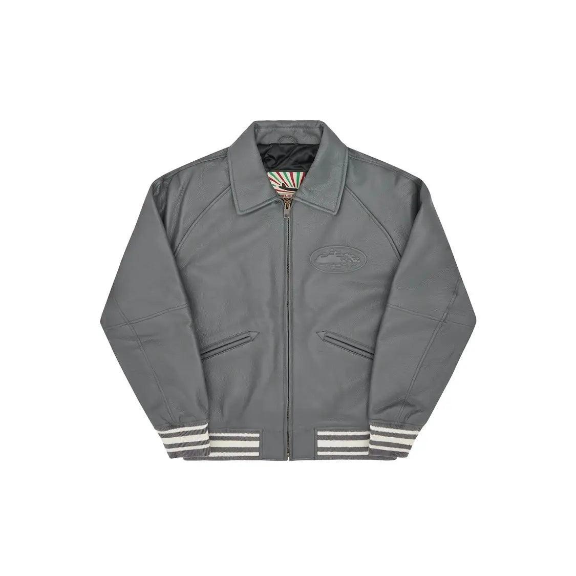 Veste en cuir “Da Skydive” Jacket coloris gris - JIRISU