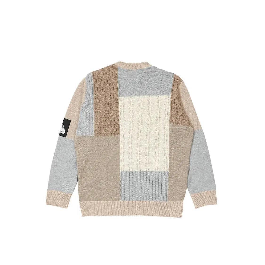 Pull Palace Cable Patchwork Knit Beige - JIRISU