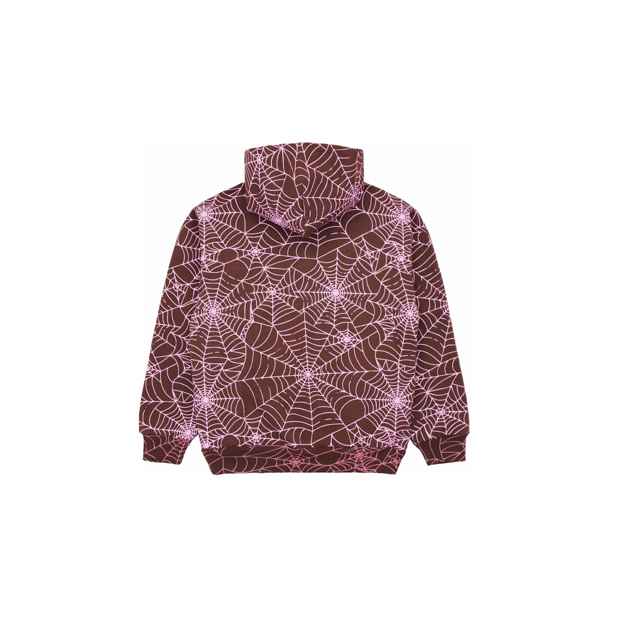 Sp5der Hoodie à Capuche Sweat AOP Coloris Marron motif Toile rose