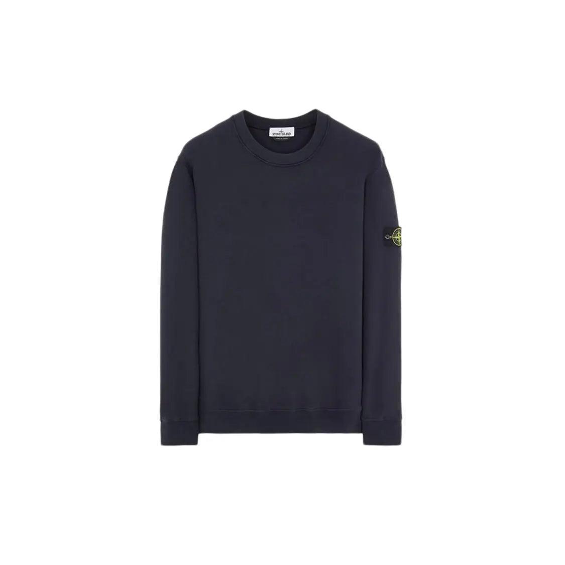 Crewneck Sweater 63020 en Coton brossé bleu marine - JIRISU