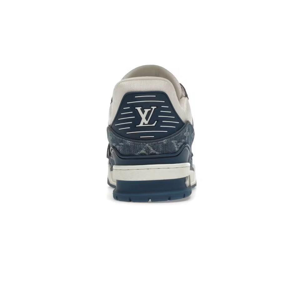 Sneaker LV Traîner monogramme denim bleu/blanc - JIRISU