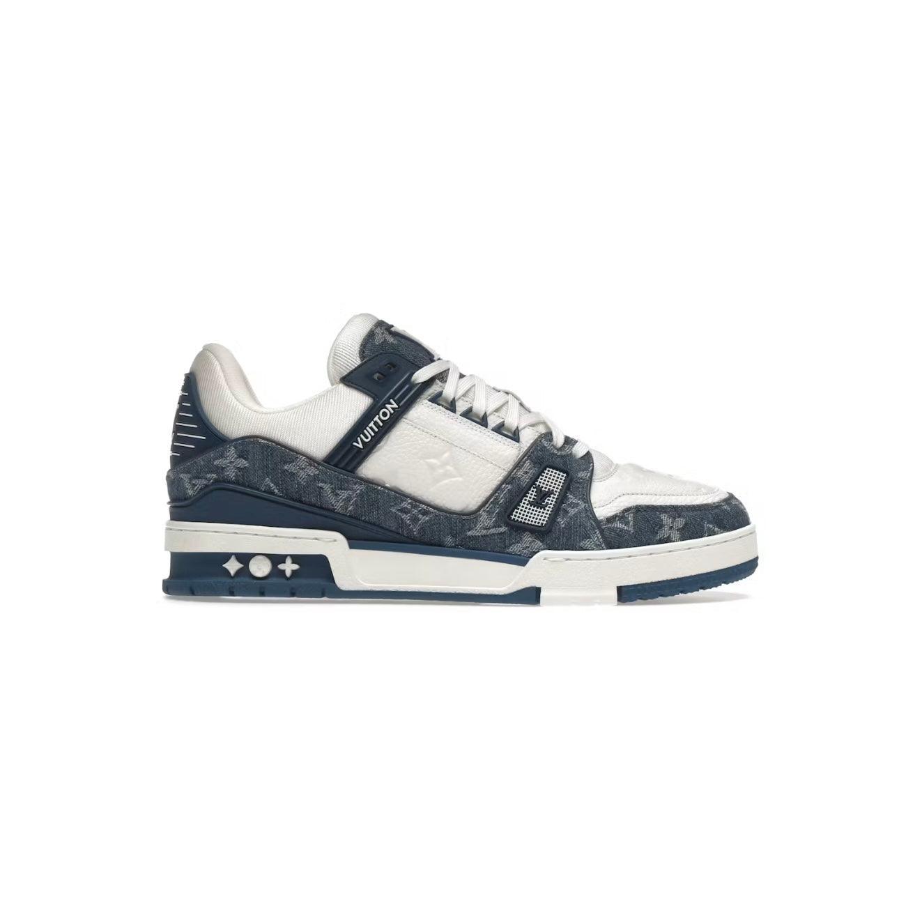 Sneaker LV Traîner monogramme denim bleu/blanc - JIRISU